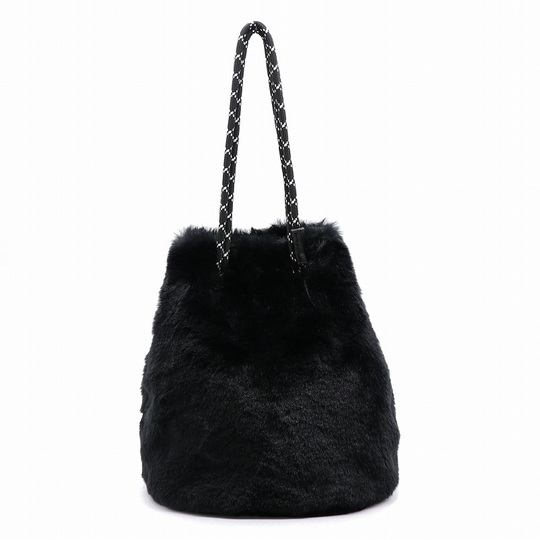 PRESTIGEPARIS ファー ハンドバッグ 黒