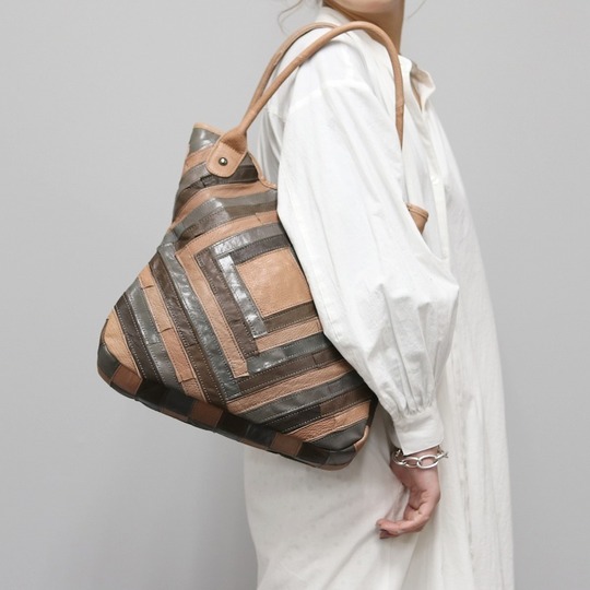 パッチワーク 牛革 トートバッグ-グッシオレザー-