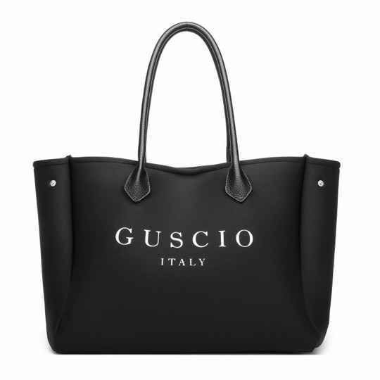 新品　GUSCIO トートバック　黒　大容量　ジム　通勤　マザーズバック ネオプレン変形トートバッグ 大容量 ダイバー素材 旅行 ジム