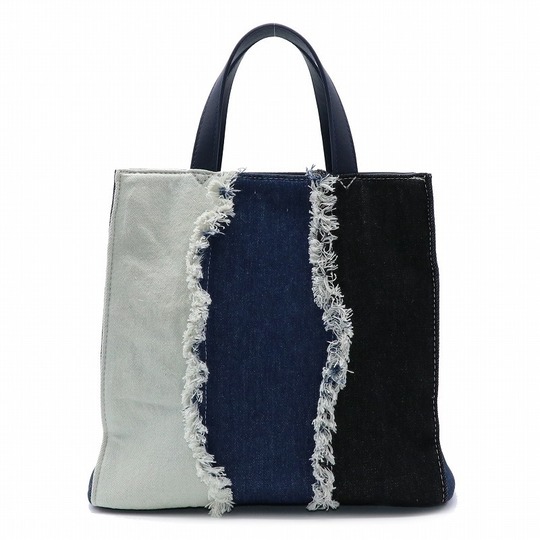 “& Other Stories” デニムフリンジトートバッグBAG Braided Denim Tote Bag - Blue Denim - Totes - & Other Stories